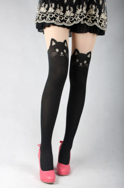 babygirlbelle:   yourgoodgirl:   booger129:  :  false thigh highs - cat face stockings #2 - ผ  Someone make these for sale/back in stock for me.  me too.   Need these 
