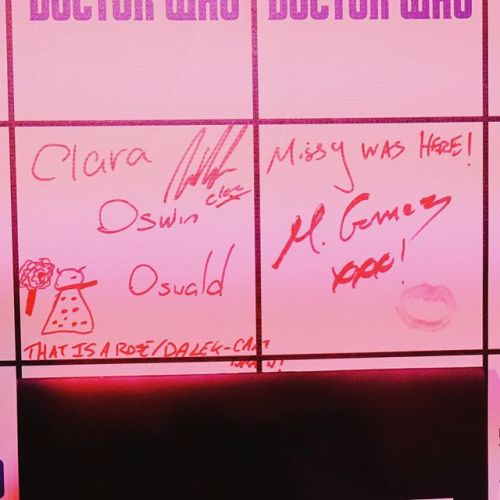 bbcamerica: Jenna Coleman and Michelle Gomez have left their mark on our Whovian Fanart Wall!