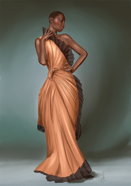 stormfelled:statisticsfag:Vivenne from Dragon Age: Inquisition in a Jean Paul Gaultier(ish) dress.Is