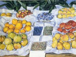 capturing-the-light:  Fruit Displayed on a StandGustave Caillebotte, 1882, oil on canvas, 76.5 x 100.5 cm.