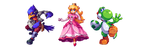pixelartus:  Smash Bros. Pixel Art Pixel Artist: AbyssWolf Source: ahruon.tumblr.com