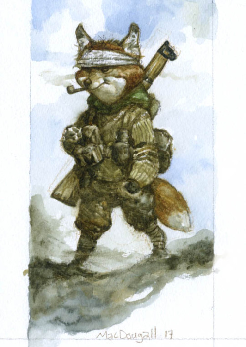 Watercolour Sketchbook - Fox troll hunter.  This guy and his pals are the ones who go after those na