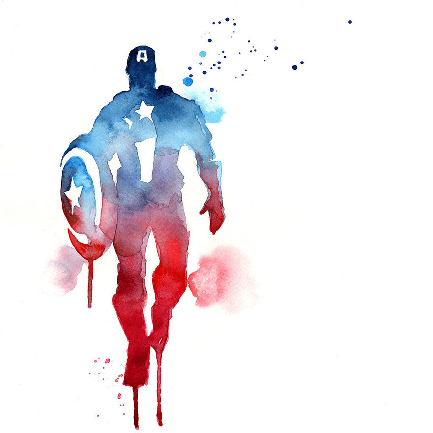 jedavu:  Watercolor Superheroes With Big Splashes  Created by Blule