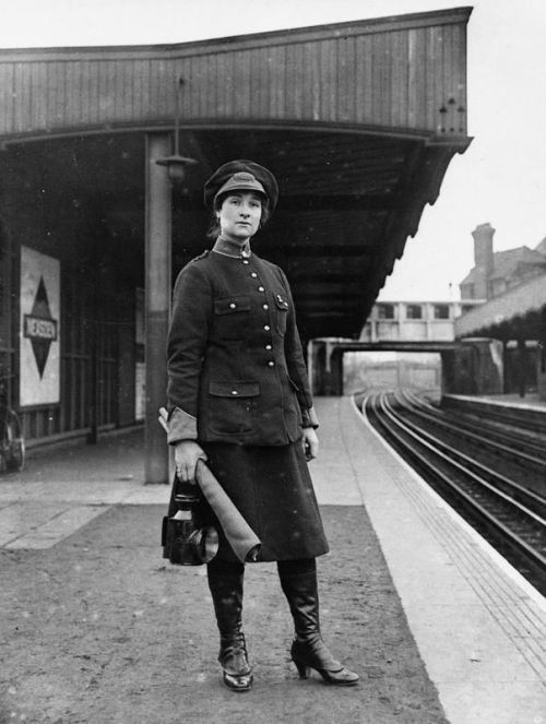 This delightful image is of a station master in 1915 (look at her boots! I would wear them.) In this