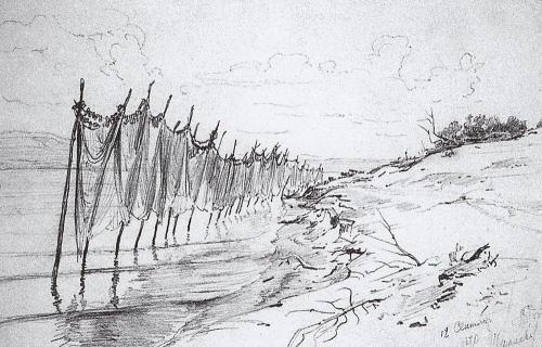 Fishing nets. Shiryaevo., 1870, Ilya Repin