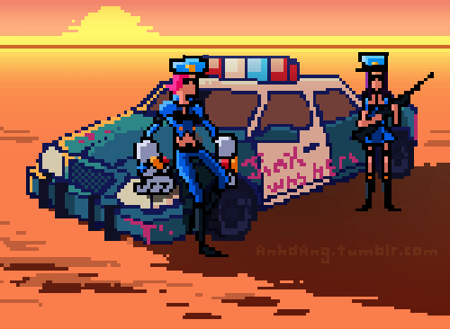 anhdang:  More league pixel gifs! Have some Officer Caitlyn and Vi!
