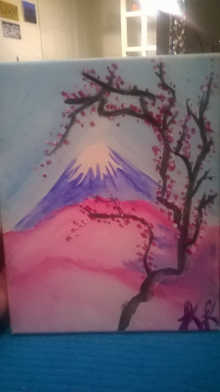 My crappy camera on my phone doesn’t do this justice. I love my watercolor on canvas