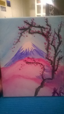 My Crappy Camera On My Phone Doesn’t Do This Justice. I Love My Watercolor On Canvas