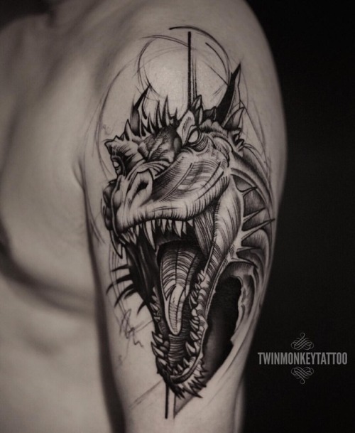 and he said.. the brave men did not kill dragons. the brave men rode them.. . . #twinmonkeytattoo #b