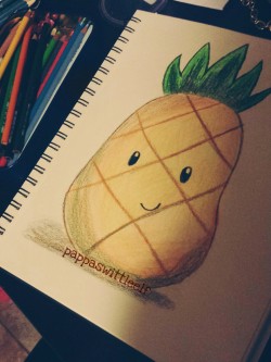 poppaswittleelf:  Missing @pappasmoke while he’s at work so I drew a pineapple. I named him joey. Joey is my friend.