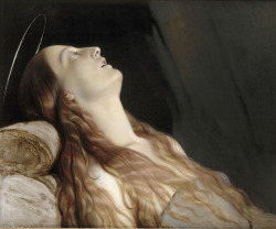 mixed-art:  by Paul Delaroche - Louise Vernet on Her Deathbed, c. 1845-1846  /detail