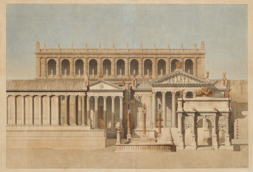 A Hypothetical reconstruction of the Tabularium and Roman. Forum. 1865. Constant Moyaux