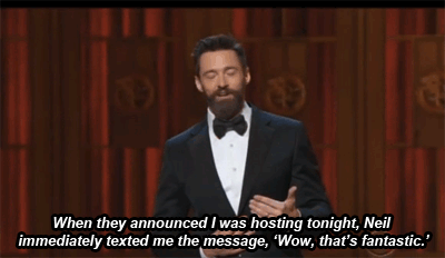 mediaite:Hugh Jackman gives Neil Patrick Harris a shout-out during his Tony Awards opening monologue