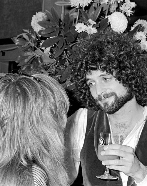 Stevie and Lindsey photographed at an industry party in London - 1976.