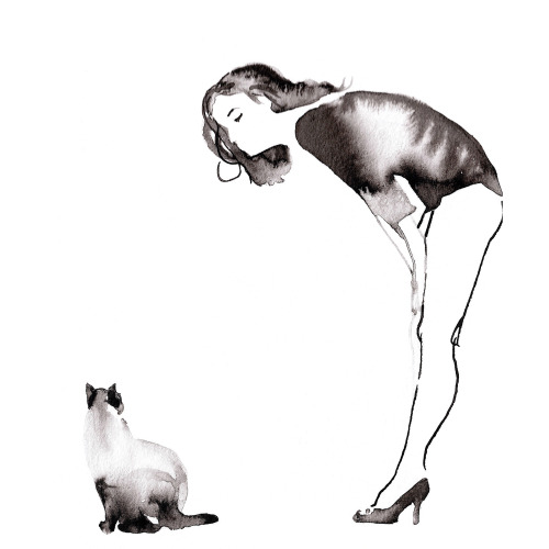 Happy International Cat Day! Purchase a limited edition art print of “Jeanne Moreau with Cat”: https