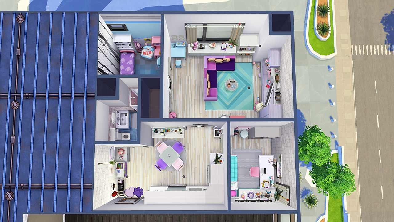 Aveline Tiny Big Sister Apartment 2 Bedrooms 2 Sims