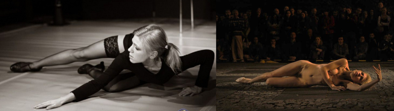 Monika Wachowicz, Polish performance artist from the Teatr a Part company. Top and