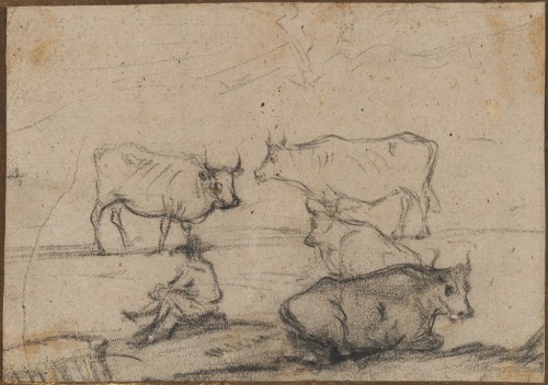 Herdsman with Cattle, Claude Lorrain, 1635-1645, Harvard Art Museums: DrawingsHarvard Art Museums/Fo