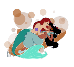 sinksanksockie:  Gay Disney - Ariel and Jasmine“Finally