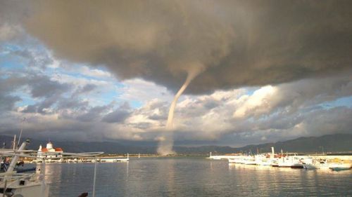 tornadotitans:  Absolutely beautiful waterspout from Greece today… Photo via: Ciklon.si