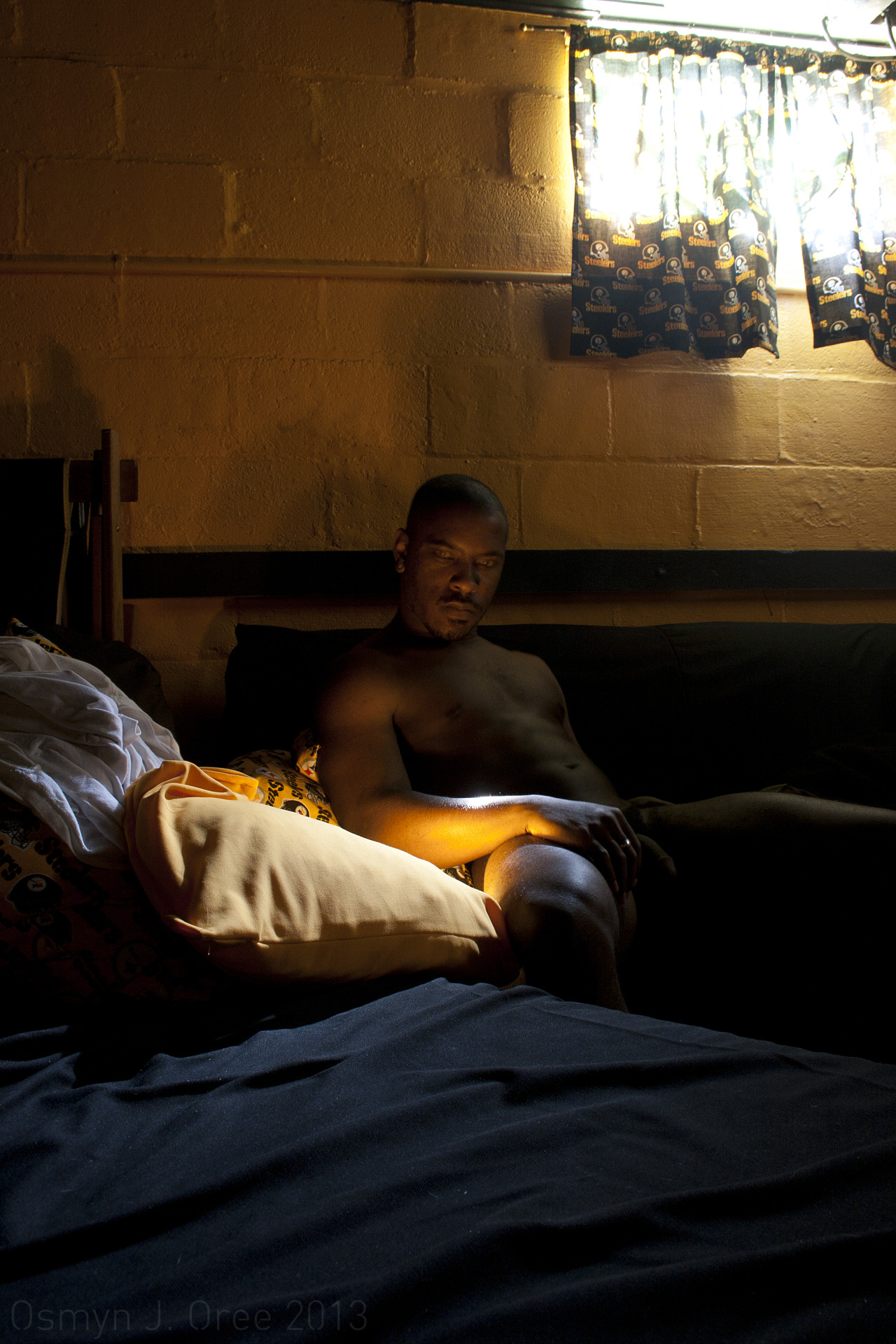osmynoree:  &ldquo;Steel Curtain&rdquo; Osmyn J. Oree 2013  This nude self