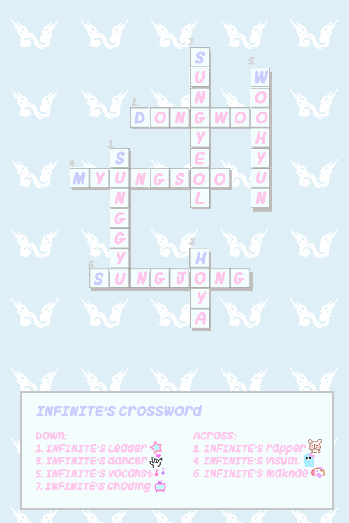 khouen-deactivated20190629:  Infinite’s crossword (*^▽^*) 
