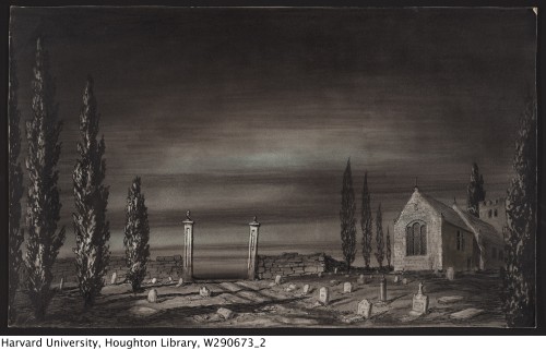 Armistead, Horace, artist. Rake’s Progress : set design: graveyard, 1953.MS Thr 495 (260)Hough