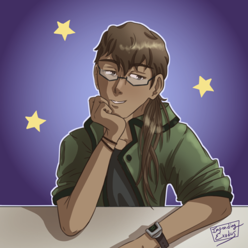 icon commish for @noirsongbird, with their hc for long-haired Adam