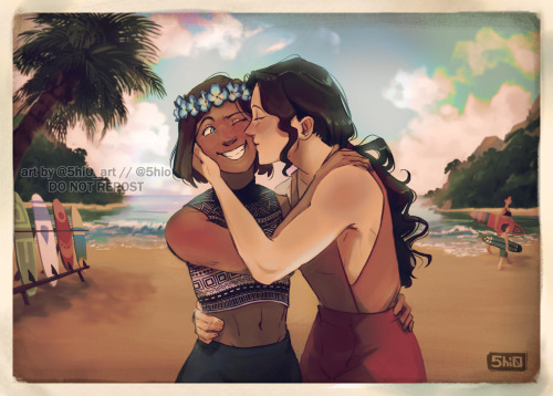 i-am-extremely-mad: 5hio:Two korrasami commissions I made for @hellorhogwartsfics (✿◠‿◠)Both are bas