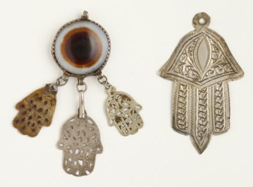 Jewish kemiot (amulets) from the Middle East and North Africa, on view during the exhibit “Angels &a