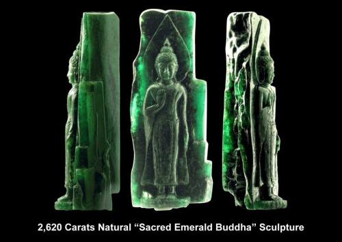 The Sacred Emerald BuddhaCarved in Thailand during the last decade from a huge 3,600 carat piece of 