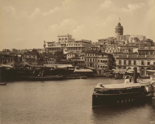 View of Galata from the Golden Horn. The Ottoman Imperial Bank looms above. By Abdullah Freres c. 18