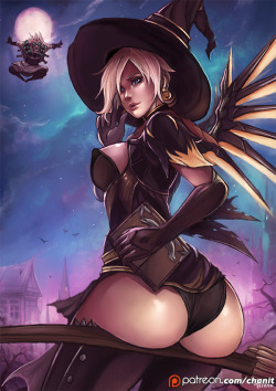 Overwatch-Fan-Art:  Pt: Mercy Witch By Kachima  