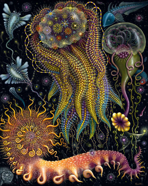 My most recent painting. Completed 01-16-19: “Devouring Starjelly” 24 x 30in