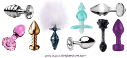 dirtyberd:  Jewel Ribbed Pink FlowerGold Luv PlugBunny TailVibrating Mint GumdropXL Luv PlugClear GlassRose GlassPurple Jeweled 