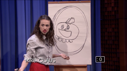 fallontonight:  Miranda Sings (mirandasingsofficial) can draw a spot on Mrs. Claus.  Just not under pressure…