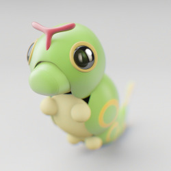 redcranetm:  Took some random footage when I went camping this summer and thought I should put a ton of caterpie’s crawling around. Here is my caterpie 3D model. Next step Rigging. I feel I have gotten the hang of rendering with the native physical