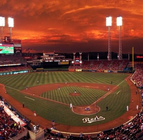 micdotcom:  There’s a reasonable scientific explanation for the fire sky seen at the Cincinnati Reds game  The sky above the Cincinnati Reds’ stadium on Monday night looked like it had been lit on fire. Fans were absolutely amazed with the beauty.