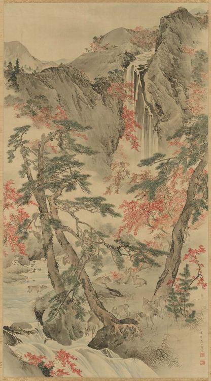 Autumn Landscape with Deer Japanese, late 19th century Mori Kansai 