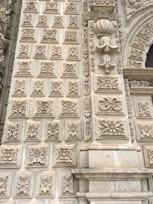 Stone moulding on the facade of Cajamarca Cathedral, Peru, Baroque style, 1686