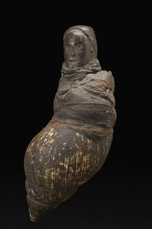 cavinmorrisgallery: AfricaMagic Sculpture - Nyamwezi People - Tanzania, Mid. 20th C.Shell, wood, fab