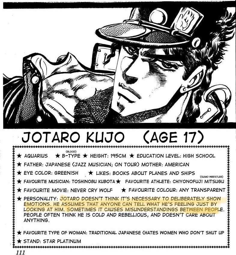 Character Profile - Jotaro Kujo