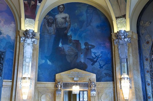 The Municipal House (Obecní Dum) Ceiling by Alphonse Mucha, Prague          © Jorge Royan (wikapedia