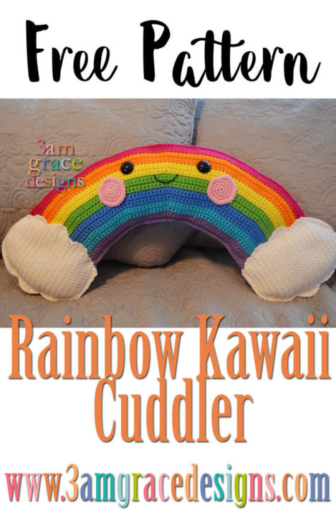 Rainbow Kawaii Cuddler - Free Crochet Pattern by 3amgracedesigns.