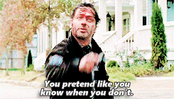 tchamblers:the walking dead season five → 1/5 scenes: rick after fighting with pete“Damn it, Rick! I said stop.”“Or what? You gonna kick me out?”