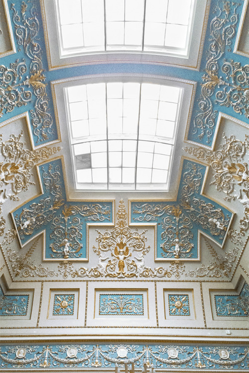 Decorated ceiling of the Large Italian Skylight Hall (room 238) State Hermitage Museum and Winter Pa