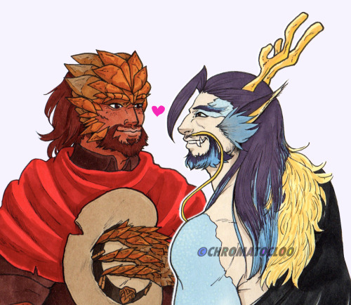 Coffee reward for @batghostgirlfan, who Hanzo and Cole with dragon-like features!I based Cole’s desi