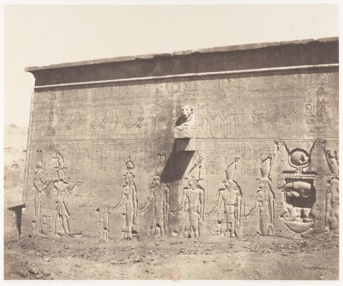 didoofcarthage:  Photographs of the façade of the temple of Hathor at Dendera, including the figures of Cleopatra VII and Ptolemy XV Caesarion, by Félix Teynard French, taken 1851-1852, printed 1853-1854 by H. de Fonteny et Ciesalted paper print from