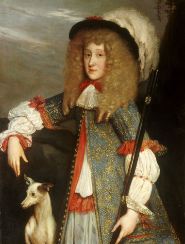 Portrait of A young gentleman in hunting attire by Louis Ferdinand Elle,c. 1660s-70s