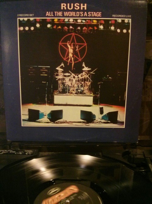 notjustacollection:  Rush - All The World’s A Stage 12” x2 FUCK YEAH! RUSH! Rush kills it. They are the most technical band in the game, by light years. Side 4 of this album features a 4 minute drum solo. This album is just bonkers. I really wish